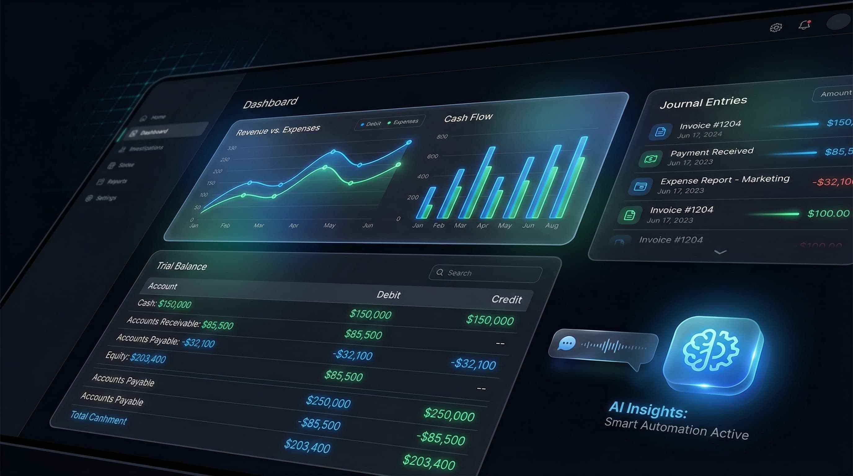 LiftexPro счетоводен модул — табло с AI функции